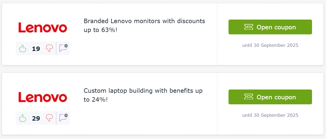 Lenovo promocodes