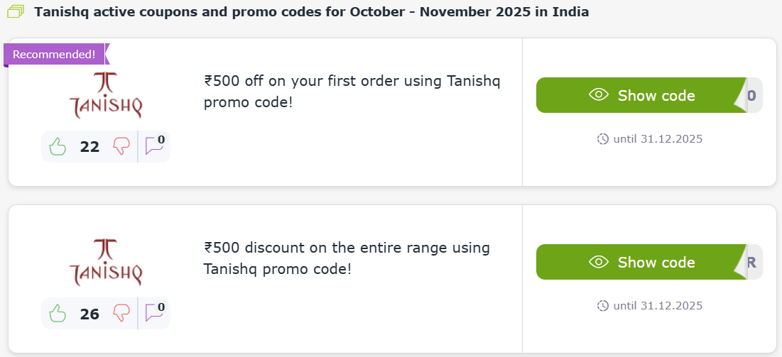 Tanishq promo codes