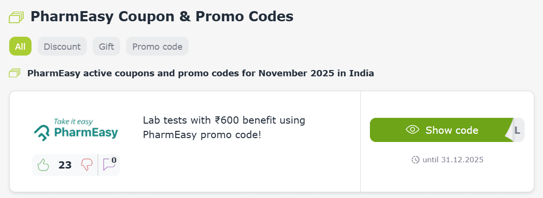 Pharmeasy promo codes and coupons