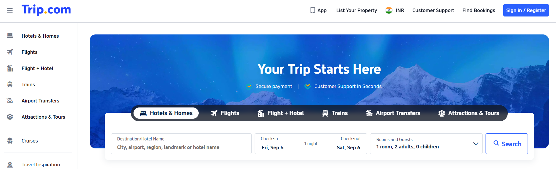 Trip.com main page