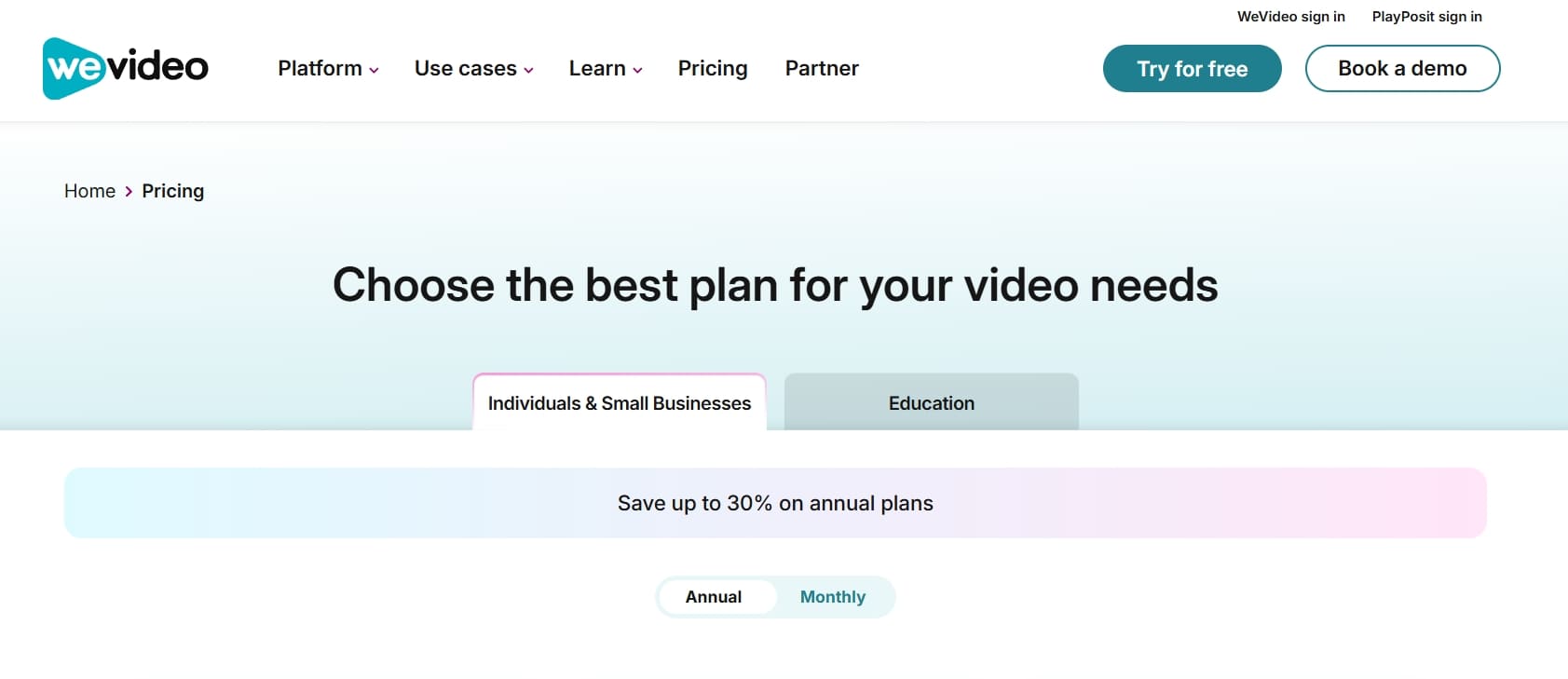 Wevideo main page